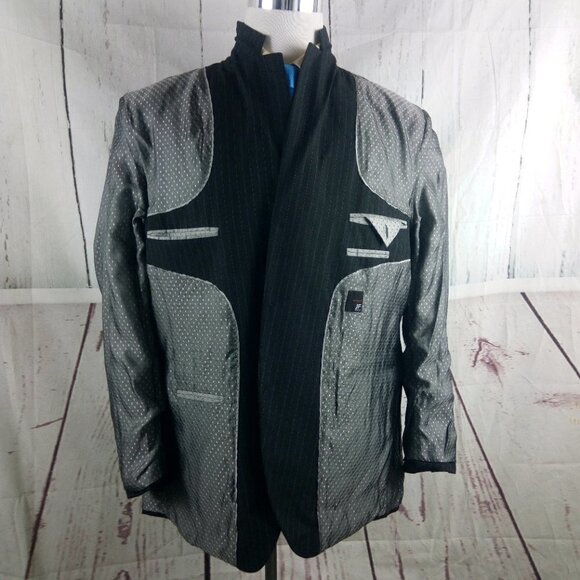 JF. J.Ferrar Modern Fit 46R 3 Button Charcoal Striped 2pc Suit - Picture 10 of 16